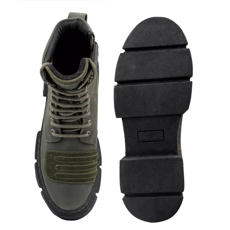 Bacca Bucci Olive Sinister Oil Pull Up Leather Combat Boots for Men | Best Price UAE